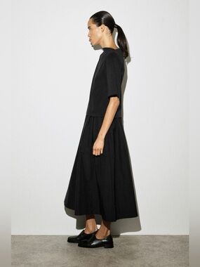 COS CONTRAST-PANEL BOAT-NECK MIDI DRESS SIZE S